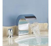 PJKTBEYI Robinet de lavabo à Double poignée for Salle Bain, mitigeur monté sur Le Pont, Eau Chaude et Froide, Robinet Grue(Chrome M)