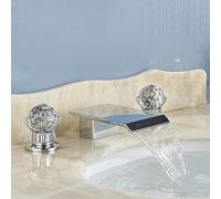 PJKTBEYI Robinet de lavabo à Double poignée for Salle Bain, mitigeur monté sur Le Pont, Eau Chaude et Froide, Robinet Grue(Chrome F)