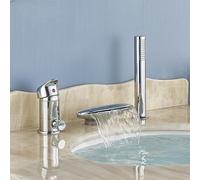 PJKTBEYI Robinet de lavabo à Double poignée for Salle Bain, mitigeur monté sur Le Pont, Eau Chaude et Froide, Robinet Grue(Chrome)