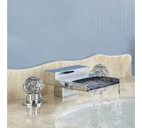 PJKTBEYI Robinet de lavabo à Double poignée for Salle Bain, mitigeur monté sur Le Pont, Eau Chaude et Froide, Robinet Grue(Chrome R)