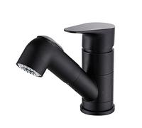 PJKTBEYI Robinet mitigeur de lavabo avec douchette extractible, en Laiton, Multifonction, for Salle Bain, Eau Chaude et Froide, monotrou, Noir(Nero)