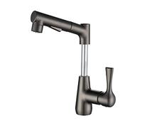 PJKTBEYI Robinet mitigeur de lavabo avec douchette extractible pivotante, Eau Chaude et Froide, Robinet Salle Bain Multifonction monotrou en Laiton - Gris(Bianco)
