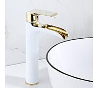 PJKTBEYI Robinets Cascade for lavabo de Salle Bain, robinets d'eau Chaude et Froide, à poignée Unique, Robinet mitigeur Haut, Noir doré(Platinum)