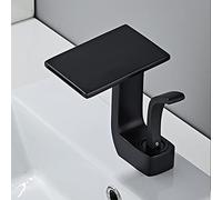 PJKTBEYI Robinets de lavabo Salle Bain, robinets Cascade, Robinet monotrou for Eau Froide et Chaude, en Laiton à poignée Unique for - Doré(White+Gold)