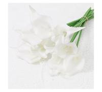 PJQUEKAIPJ Presque Naturel Bouquet de 3, 5 ou 10 Fleurs artificielles Blanches, lys Calla, for décoration de Maison, de Chambre, de Mariage, de Vase Fleurs artificielles(5,3Pcs)
