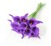 PJQUEKAIPJ Presque Naturel Bouquet de 3, 5 ou 10 Fleurs artificielles Blanches, lys Calla, for décoration de Maison, de Chambre, de Mariage, de Vase Fleurs artificielles(3,3Pcs)