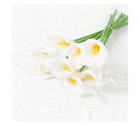 PJQUEKAIPJ Presque Naturel Bouquet de 3, 5 ou 10 Fleurs artificielles Blanches, lys Calla, for décoration de Maison, de Chambre, de Mariage, de Vase Fleurs artificielles(7,5Pcs)