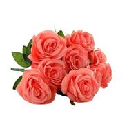 PJQUEKAIPJ Presque Naturel Bouquet de Roses artificielles en Soie, 9 têtes, Fausses Fleurs, for décoration de Maison, Salon, Table à Manger, Mariage, Violet Fleurs artificielles(02)