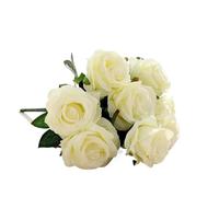 PJQUEKAIPJ Presque Naturel Bouquet de Roses artificielles en Soie, 9 têtes, Fausses Fleurs, for décoration de Maison, Salon, Table à Manger, Mariage, Violet Fleurs artificielles(07)