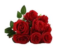 PJQUEKAIPJ Presque Naturel Bouquet de Roses artificielles en Soie, 9 têtes, Fausses Fleurs, for décoration de Maison, Salon, Table à Manger, Mariage, Violet Fleurs artificielles(03)