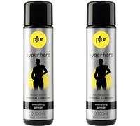pjur superhero Energizing Glide - Gel lubrifiant stimulant au ginkgo - Fortifiant et stimulant - Pour les hommes qui en veulent plus (100ml) (Lot de 2)