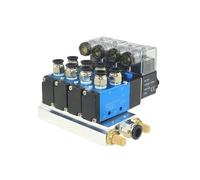 PJVPEJOD 1 pièce pneumatique 4V210-08 solénoïde Bloc magnétique Silencieux Base de Montage Stations de collecteur multivoies 12/24 V 110/220 V Tuyau 6 mm 8 mm(6mm-4mm 4 Stations,AC 220V)