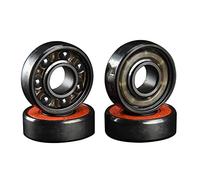 PJVPEJOD Lot de 8 roulements Hybrides en céramique Noire 608, 7 Billes ABEC-9, for Skateboard, Longboard, Roller, Hand Spinner