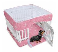 PJYuCien Tapis inférieur et housse pour parc de jeu pour chien de 91,4 cm, 4 panneaux, rose