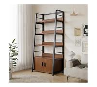 PK6ZKRkAV Bibliothèques Bibliothèque échelle à 5 Niveaux, bibliothèque Murale Haute avec étagères et Rangement, étagère de autoportante en Bois métal for Salon, Chambre Coucher, Balcon(Bruin)