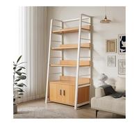 PK6ZKRkAV Bibliothèques Bibliothèque échelle à 5 Niveaux, bibliothèque Murale Haute avec étagères et Rangement, étagère de autoportante en Bois métal for Salon, Chambre Coucher, Balcon(Natural)