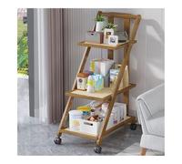 PK6ZKRkAV Bibliothèques Support Pliable en Forme d'échelle Contre Le Meuble de Rangement Mural, étagère rotin, présentoir Mobile à 3 Couches, adapté au Salon, la Chambre Coucher et Cuisine(Bruin)