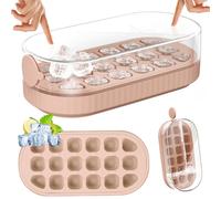 PKBD Bac a Glacon avec Couvercle, 18 Pièces Moules Glaçons Presser en Silicone pour Congélateur, Dégagement Facile, Remplissage Rapide Sans Toucher, Bac à Glaçons pour Cocktails, Whisky, Café, Rose