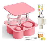 PKBD Bac a Glacons avec Couvercle pour Stanley Cup 20-40oz, Cylindre Creux Bacs à Glaçons en Silicone, Moule Glaçons pour Réfrigérer Cocktails, Whisky, Boissons, Café, avec Acier Inoxydable Clip, Rose