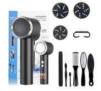 PKBD Lime électrique pour enlever les peaux dures, ensemble de pédicure pour pieds avec 14 accessoires, lime électrique rechargeable et étanche avec 3 têtes de rotateur différentes - Noir