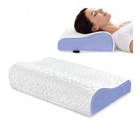 PKBD Oreiller Ergonomique Cervical 2 Niveaux Mousse mémoire Blanc-Violet | Oreiller ergonomique cervical orthopédique, soutien optimal du cou, adapté à toutes positions pour un repos profond