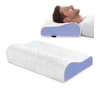 PKBD Oreiller Memoire Forme, Oreiller Ergonomique Cervical, Oreiller Cervical pour Douleur de Cou et d’Épaules, 2 Hauteur Oreiller Ergonomique pour Dorsale, Ventrale et Latérale, Blanc-Violet