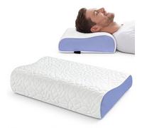 PKBD Oreiller Memoire Forme, Oreiller Ergonomique Cervical, Oreiller Cervical pour Douleur de Cou et d’Épaules, 2 Hauteur Oreiller Ergonomique pour Dorsale, Ventrale et Latérale, Blanc-Violet