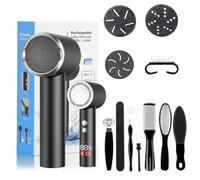 PKBD Rapeuse Pieds Electrique,14 en 1 Kit de Pédicure Professionnel Anti-callosités,Râpe à Pieds Étanche Portable pour Peau Morte Moteur Super Puissant Rechargeable 3 Têtes Rouleaux,Noirs
