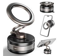 PKBD Vacuum Support de Téléphone de Voiture Magnétique,Support Magnetique Telephone Voiture Réglable à 360°et Support Aimant Voiture Magnétique Fort Rétractable pour Surface Lisse,Pare Brise,Noir