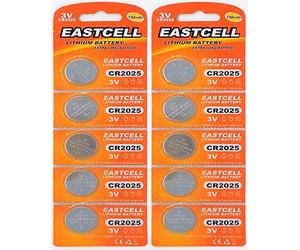 PKCELL Lot de 10 piles bouton lithium CR2025 3 V 150 mAh (2 plaquettes alvéolées à 5 piles chacune) - Produit de marque