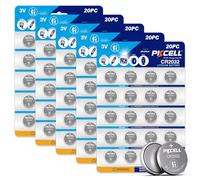 PKCELL Lot de 100 piles bouton CR2032 au lithium 3 V, durée de vie de 5 ans