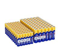 PKCELL Lot de 120 piles AA AAA contenant 60 piles double A et 60 piles triple A, batterie au carbone haute performance de 1,5 V, batterie longue durée pour la maison et le bureau