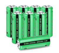 PKCELL NIMH 2/3AAA Batterie rechargeable (Non AAA), 1,2V 400mAh pour lampes solaires, 8 pièces (Remarque : Il s'agit de 2/3AAA, plus courtes que les piles AAA.)