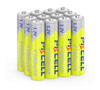 PKCELL NIMH Lot de 12 piles AAA 1100 mAh, 1,2 V Rechargeables AAA à Faible auto-décharge, Haute Capacité et Batterie Préchargée pour Lampes Solaires Extérieures, Lampes de Poche
