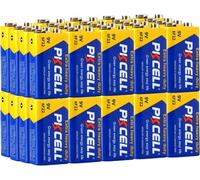PKCELL Piles 9V 6F22 Carré Longue Durée, Équivalent de 1604A- Lot de 40