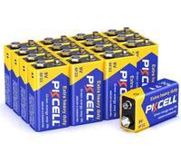 PKCELL Piles 9V 6F22 Carré Longue Durée, Lot de 16
