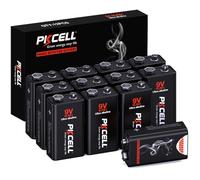 PKCELL Piles 9V 6LR61 Carré Rectangulaire pour Détecteurs de Fumée/Incendie,Lot de 12