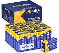 PKCELL Piles 9V PP3/6F22 Carrées Fiables de 9 V - Lot de 24 | pour Bureaux, Ateliers et Maisons à Usage Intensif - Design anti-fuite - Durée de vie de 3 Ans