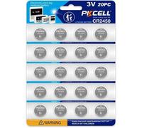 PKCELL Piles CR2450 - Lot de 20 Piles | Batteries Bouton 2450 Lithium 3V |Longue durée, très puissantes, utilisation quotidienne