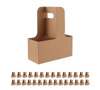 PKGMAGIC 30 Porte-boissons avec Poignées pour 2 Tasses, Porte-boissons en Carton Kraft Porte-gobelet à café à Emporter de 12 à 20 oz, pour Porte-gobelets Chaude et Froide, Plats à Emporter