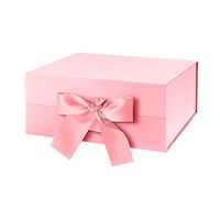 PKGMAGIC Boite Cadeau Magnétique Rose 24,13 x 17,78 x 10,16 CM avec Ruban pour Mariage, Anniversaire - Pink Gift Box