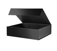 PKGMAGIC Boîte Cadeau Noir,34,3 x 25,4 x 8,9 CM,Grande Boite Cadeau Vide avec Couvercle, Boite Cadeau Pliable avec Fermeture Magnétique pour Anniversaire,Mariage