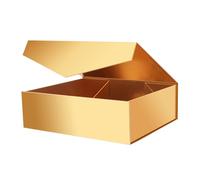 PKGMAGIC Grande Boîte Cadeau Or,43,2 x 36,8 x 14 CM, Grande Boîte Cadeau Vide avec Aimantée Couvercle pour Vacances, Mariage, Anniversaire
