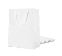 PKGMAGIC Sacs Cadeaux Grand Format 25,4x12,7x33 CM,Lot de 4, Sacs Cadeaux Blanc pour Mariage, Anniversaire,Remise de Diplôme, Saint Valentin, Fête des Mères, Festivals(Texture grainée)