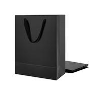 PKGMAGIC Sacs Cadeaux Grand Format 25,4x12,7x33 CM,Lot de 4, Sacs Cadeaux Noir pour Mariage, Anniversaire,Remise de Diplôme, Saint Valentin, Fête des Mères, Festivals(Texture grainée)