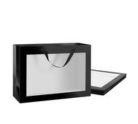 PKGMAGIC Sacs Cadeaux Grand Format 40,64x15,24x30,48 CM Sacs Cadeaux avec Fenêtre Transparente Noir pour Anniversaire, Remise de Diplôme, Saint Valentin, Fête des Mères, Festivals