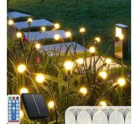 PKKP Firefly Lot de 4 lampes solaires de jardin, 6 LED, lucioles, étanches IP65, avec télécommande, 8 modes d'éclairage pour allée, jardin, patio, promenade