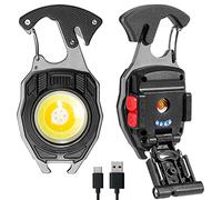 PKKP Lot de 2 mini lampes de poche LED 800 lumens - Lampe de travail portable - Porte-clés - 7 modes de charge USB C - Multifonction - Pour camping, réparation, éclairage d'urgence