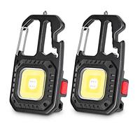 PKKP Lot de 2 mini lampes de poche LED 800 lumens, lampe de travail portable, porte-clés, 7 modes, lampes d'inspection rechargeables par USB, avec tournevis, pour urgence, réparation, camping