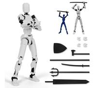 PKKP T13 - Figurine d'action T13 - 20 cm - Figurines d'action avec plusieurs articulations - Impression 3D multi-jointes - Figurine robot - Décoration de bureau (blanc/noir)
